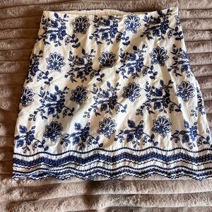 LOFT Blue and White Floral Mini Skirt